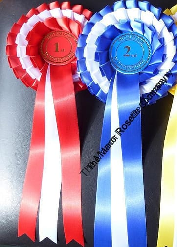 3 Tier Kent Personalised Rosettes 1st to 6th With White